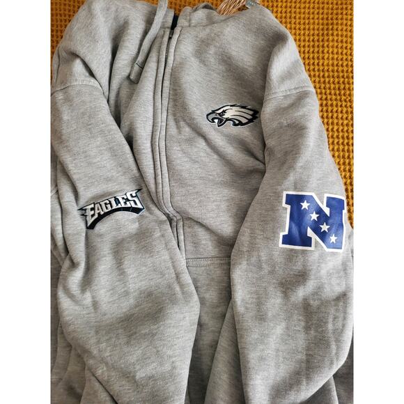 Philadelphia Eagles Reversible Green Grey Windbreaker Patch Logo Hoodie L/XL - Picture 4 of 6